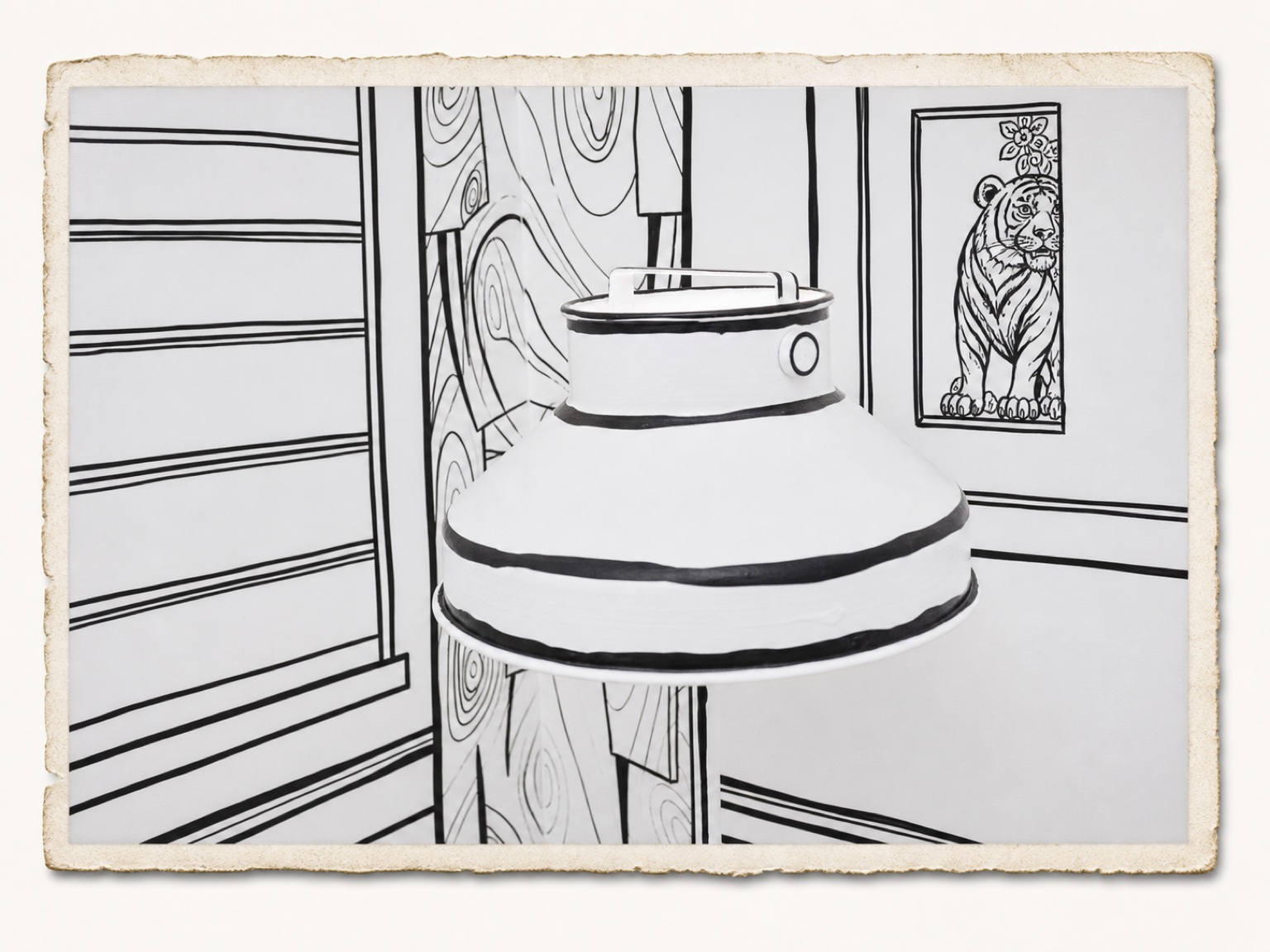 Lantern Tiger Rough framed Shirokuro gallery image