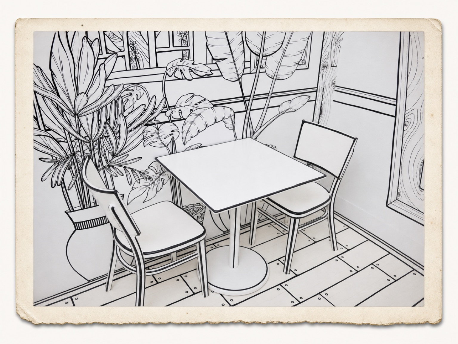 Plant Table Corner framed Shirokuro gallery image