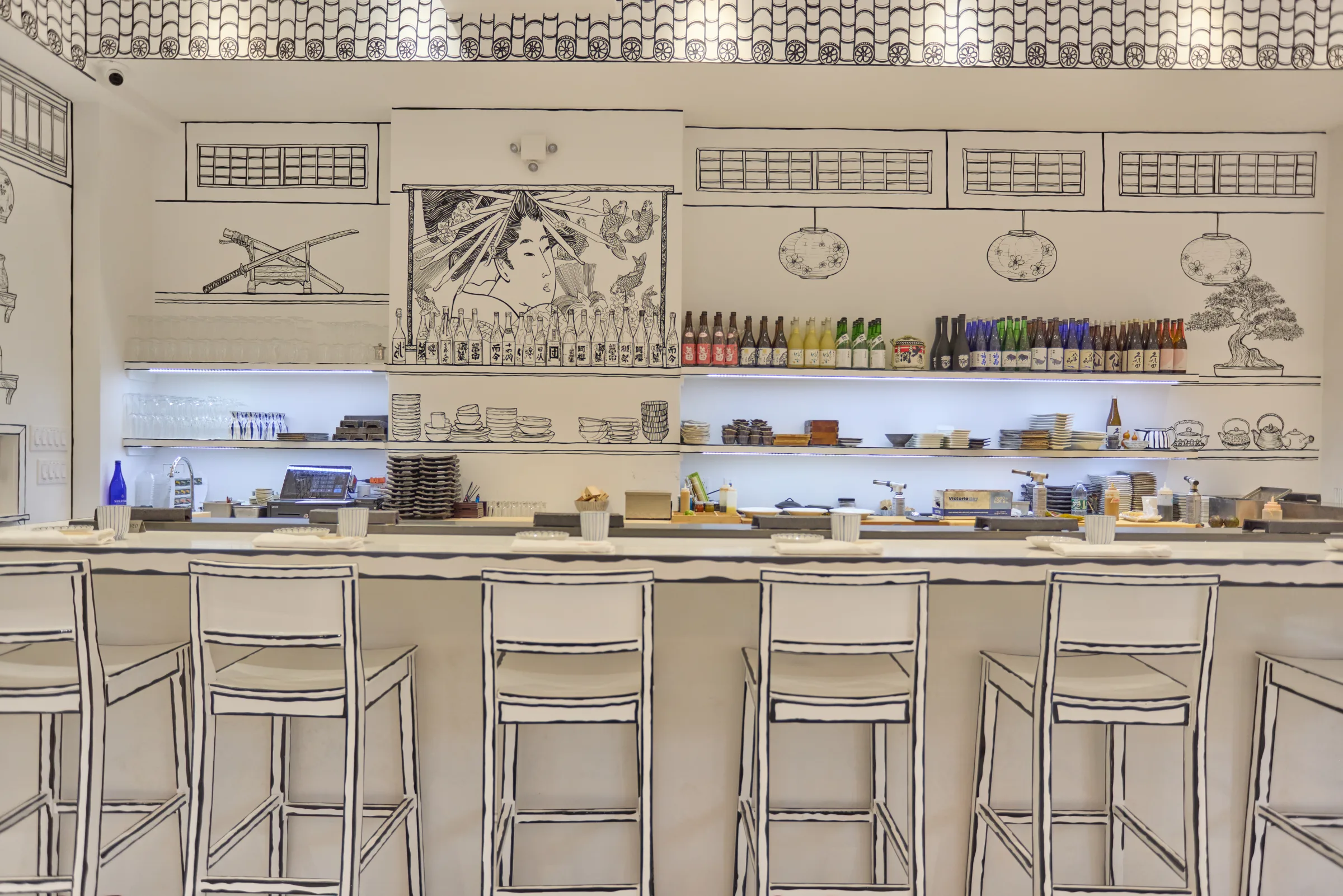 Mirim Yoo's hand-drawn dining room interior